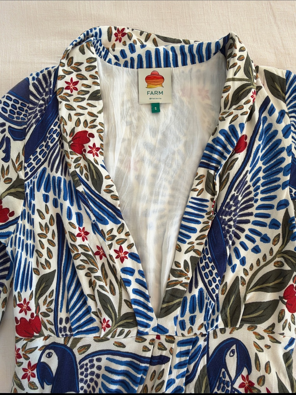 FARM Rio Blue Macaw Flight Midi Dress